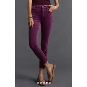 Anthropologie Pilcro Corduroy High Rise Skinny Pants Plum Size 25 NWT